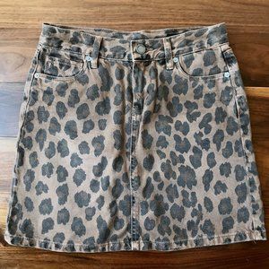Blank NYC Leopard Print Denim Mini Skirt